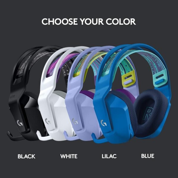Logitech G733 LIGHTSPEED Wireless Gaming Headset with suspension headband, LIGHTSYNC RGB, Blue VO!CE mic technology and PRO-G audio drivers, Lightweight, 29 Hour battery life, 20m range - White - Image 8