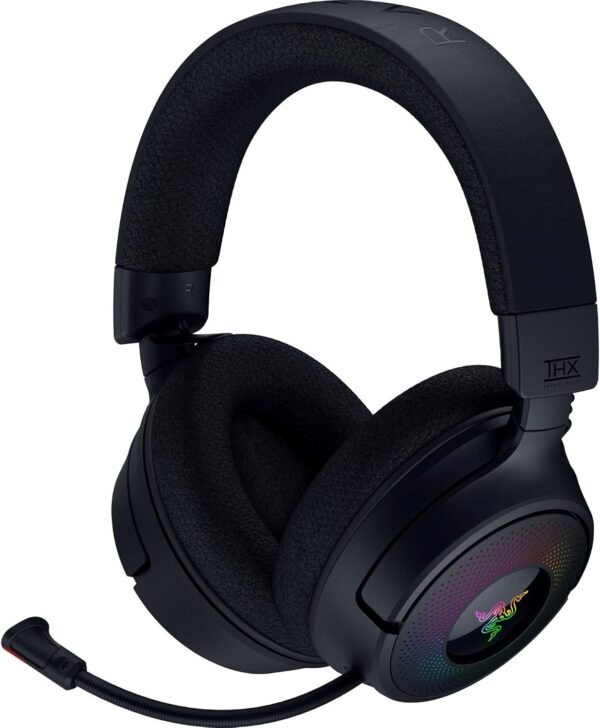 Razer Kraken V4 Wireless Gaming Headset: 2.4GHz, Bluetooth, USB - Super Wideband Mic - 40 mm Drivers - 9 Zone RGB Lighting - for PC, Mac, PS5, Nintendo Switch, Steam Deck, Smartphone - Black - Image 10