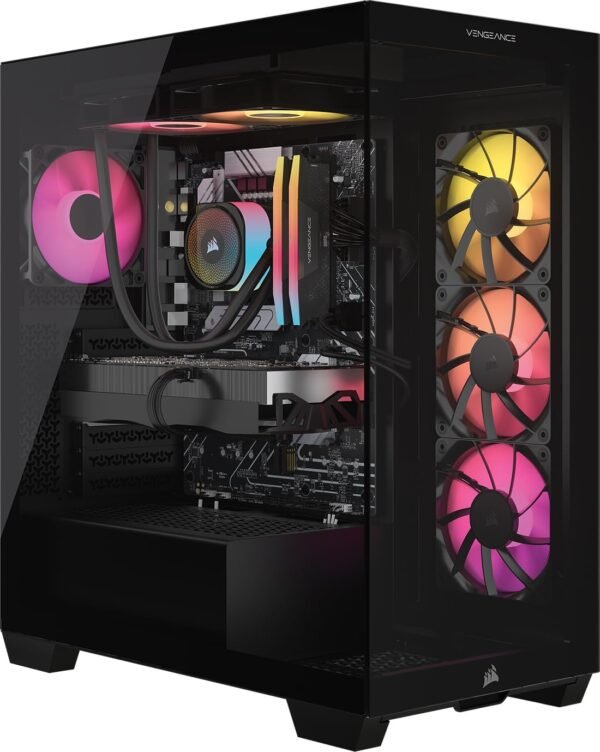 Corsair Vengeance a7500 Gaming PC – Liquid Cooled AMD Ryzen™ 7 7800X3D CPU – NVIDIA GeForce RTX 5070Ti GPU – 32GB Vengeance RGB DDR5 Memory – 1TB M.2 SSD – Black
