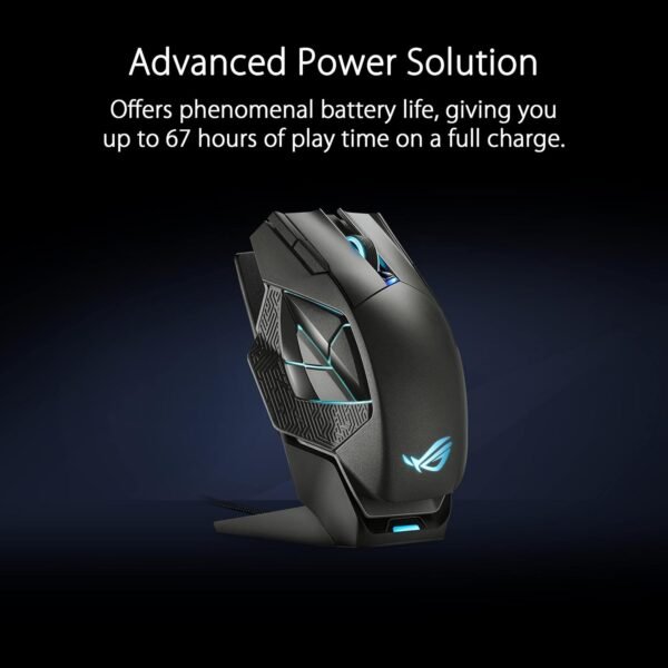 ASUS ROG Spatha X Wireless Gaming Mouse (Magnetic Charging Stand, 12 Programmable Buttons, 19,000 DPI, Push-Fit Hot Swap Switch Sockets, ROG Micro Switches, ROG Paracord and Aura RGB Lighting) - Image 5