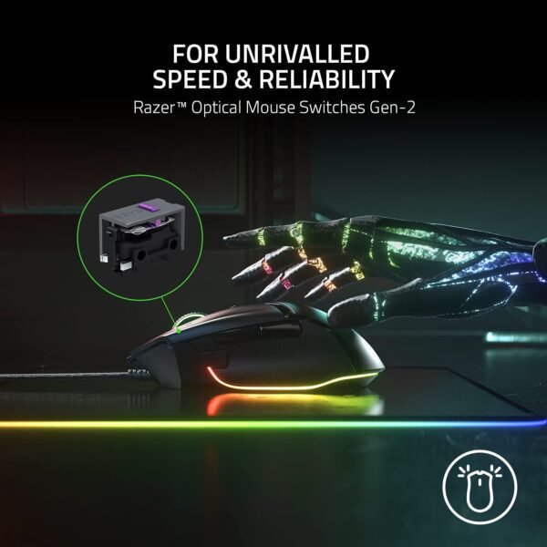 Razer Basilisk V3 Customizable Ergonomic : Fastest Gaming Mouse Switch Chroma RGB Lighting 26K DPI Optical Sensor - 11 Programmable Buttons HyperScroll Tilt Wheel Classic Black (Renewed) - Image 2