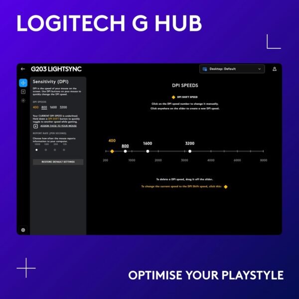 Logitech G203 LIGHTSYNC Gaming Mouse with Customizable RGB Lighting, 6 Programmable Buttons, Gaming Grade Sensor, 8K DPI Tracking, Lightweight - Blue - Image 6