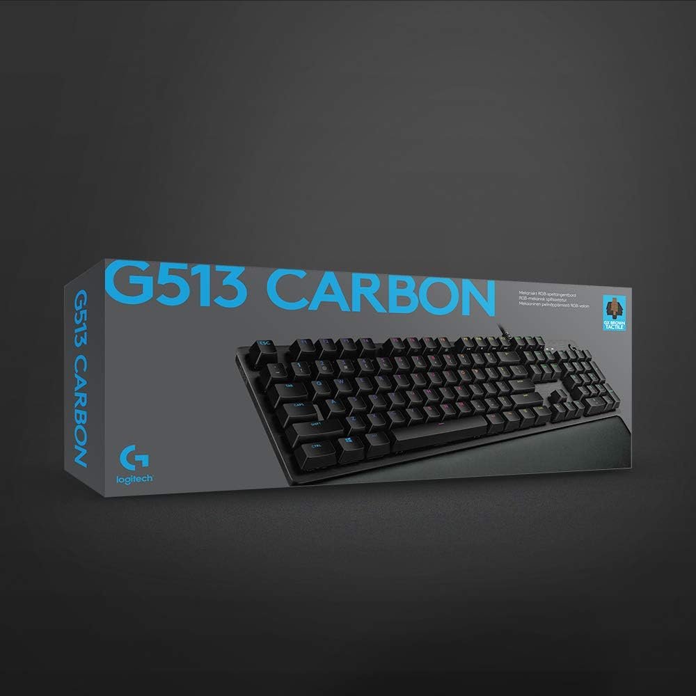 Logitech G513 Mechanical Gaming Keyboard with Palm Rest, RGB LIGHTSYNC, GX Brown Tactile Key Switches, Brushed Aluminum Case, Customizable F-Keys, USB Pass Through, QWERTY UK Layout - Carbon/Black - Image 11