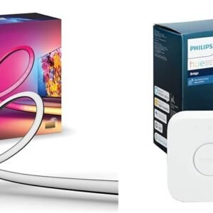 Philips Hue Gradient Lightstrip for 55 Inch TVs, Sync with Media and Gaming Smart Entertainment LED & Bridge. Smart Home Automation Works with Alexa, Google Assistant and Apple Homekit.