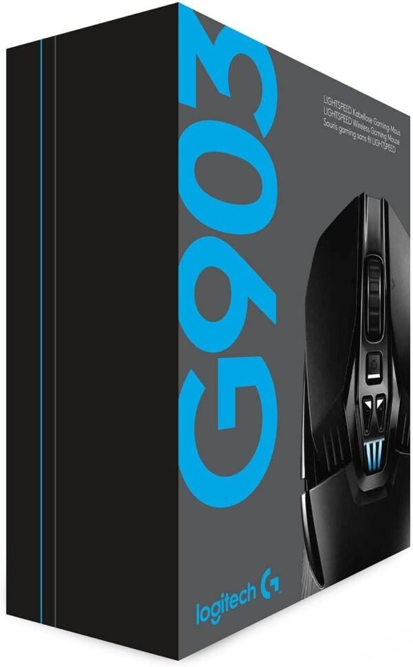 Logitech G903 LIGHTSPEED Wireless Gaming Mouse, HERO 25K Sensor, 25,600 DPI, RGB, Lightweight, Programmable Buttons, 140h Battery Life, POWERPLAY-compatible, Ambidextrous, PC/Mac - Black - Image 7