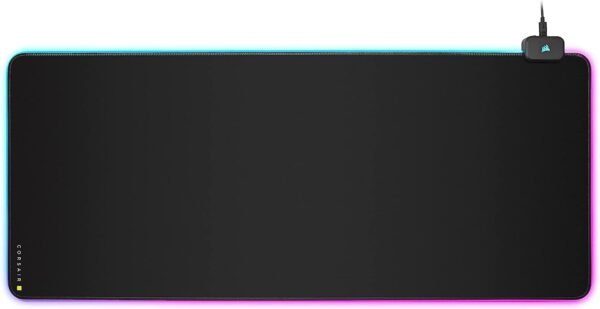 Corsair MM700 RGB Extended Cloth Gaming Mouse Pad - 36.6" x 15.8" - 360° RGB Lighting - Two USB Port Hub - Thick Rubber - Black (Renewed)