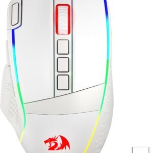 Redragon M991 Wireless Gaming Mouse, 26000 DPI 3-Mode Gamer Mice w/Rapid Fire Key, 9 Macro Buttons, Powerful Capacity and RGB Backlight for PC/Mac/Laptop, White