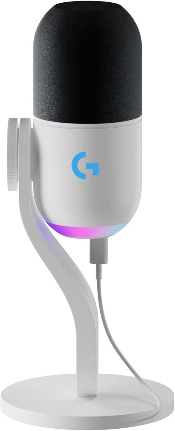 Logitech G Yeti GX Dynamic RGB Gaming Microphone with LIGHTSYNC, USB Mic for Streaming, Supercardioid, USB Plug and Play for PC/Mac - White