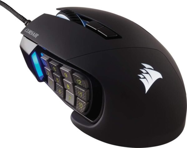 CORSAIR SCIMITAR RGB ELITE Wired MOBA/MMO Gaming Mouse – 18,000 DPI – 17 Programmable Buttons – iCUE Compatible – PC, Mac, PS5, PS4, Xbox – Black