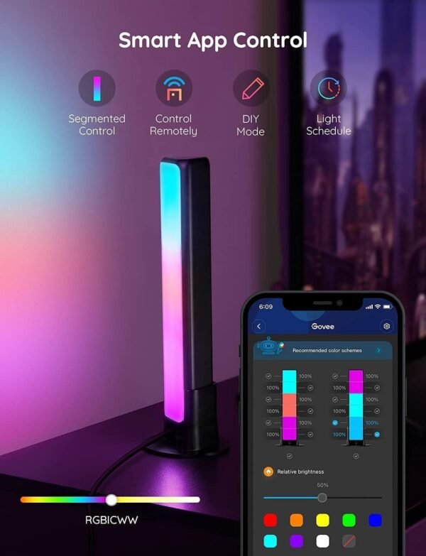 Govee LED Light Bars, Smart WiFi RGBIC TV Backlight, Gaming Lights with Scene and Music Modes, Play Light Bar for PC, TV, Room Decoration, Work with Alexa & Google Assistant - Image 5