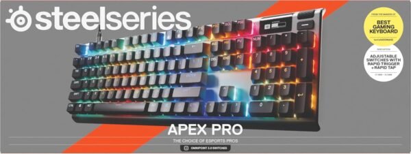 SteelSeries Apex Pro Gen 3 Gaming Keyboard - OmniPoint 3.0 HyperMagnetic Switches - Adjustable Actuation - Rapid Trigger - Game-Ready Presets - Rapid Tap/SOCD - OLED - RGB - USB-C - English QWERTY - Image 12