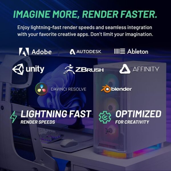 Skytech Gaming Archangel Gaming PC, Ryzen 7 5700X 3.4 GHz, RTX 4060, 1TB NVME, 16GB DDR4 RAM 3200, 600W Gold PSU Wi-Fi, Win 11 Home, RGB-Keyboard and RGB-Mouse Included - Image 3