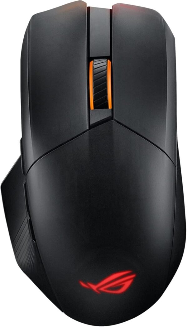 ASUS ROG Chakram X Origin Gaming Mouse, Tri-mode connectivity (2.4GHz RF, Bluetooth, Wired), 36000 DPI sensor, 11 programmable buttons, Detachable joystick, Paracord cable, Black