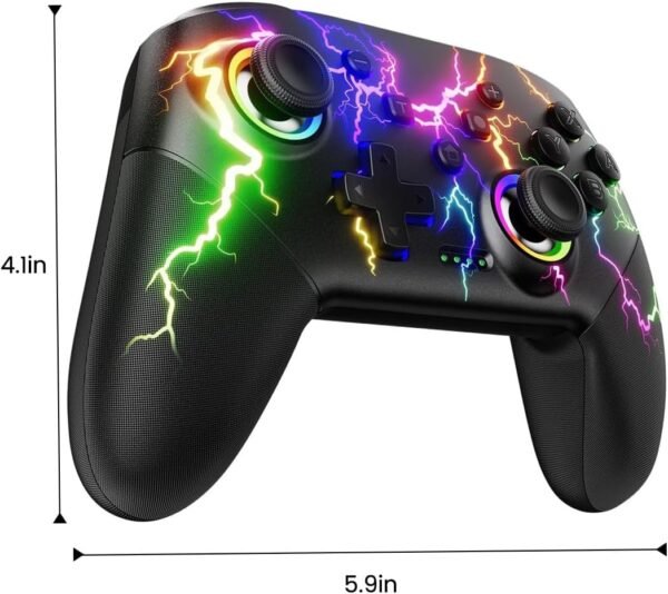 VOYEE Switch Controller Compatible with Switch/Lite/OLED/PC Windows, RGB Lightning Programmable 1000mAh Wireless Pro Controller with One Key Pairing Wake Up Vibration Turbo - Image 8
