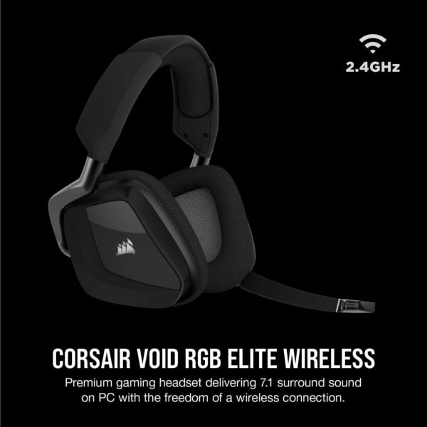 CORSAIR VOID RGB ELITE Wireless Gaming Headset – 7.1 Surround Sound – Omni-Directional Microphone – Microfiber Mesh Earpads – Up to 40ft Range – iCUE Compatible – PC, Mac, PS5, PS4 – Carbon - Image 2