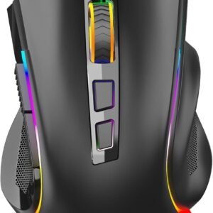 Redragon M602 Gaming Mouse, Ergonomic RGB Gaming Mouse Wired with 9 Programmable Buttons, 7200 DPI Adjustable, 7 Backlit Modes, Professional Optical Gamer Mouse for Gamer Office, Black