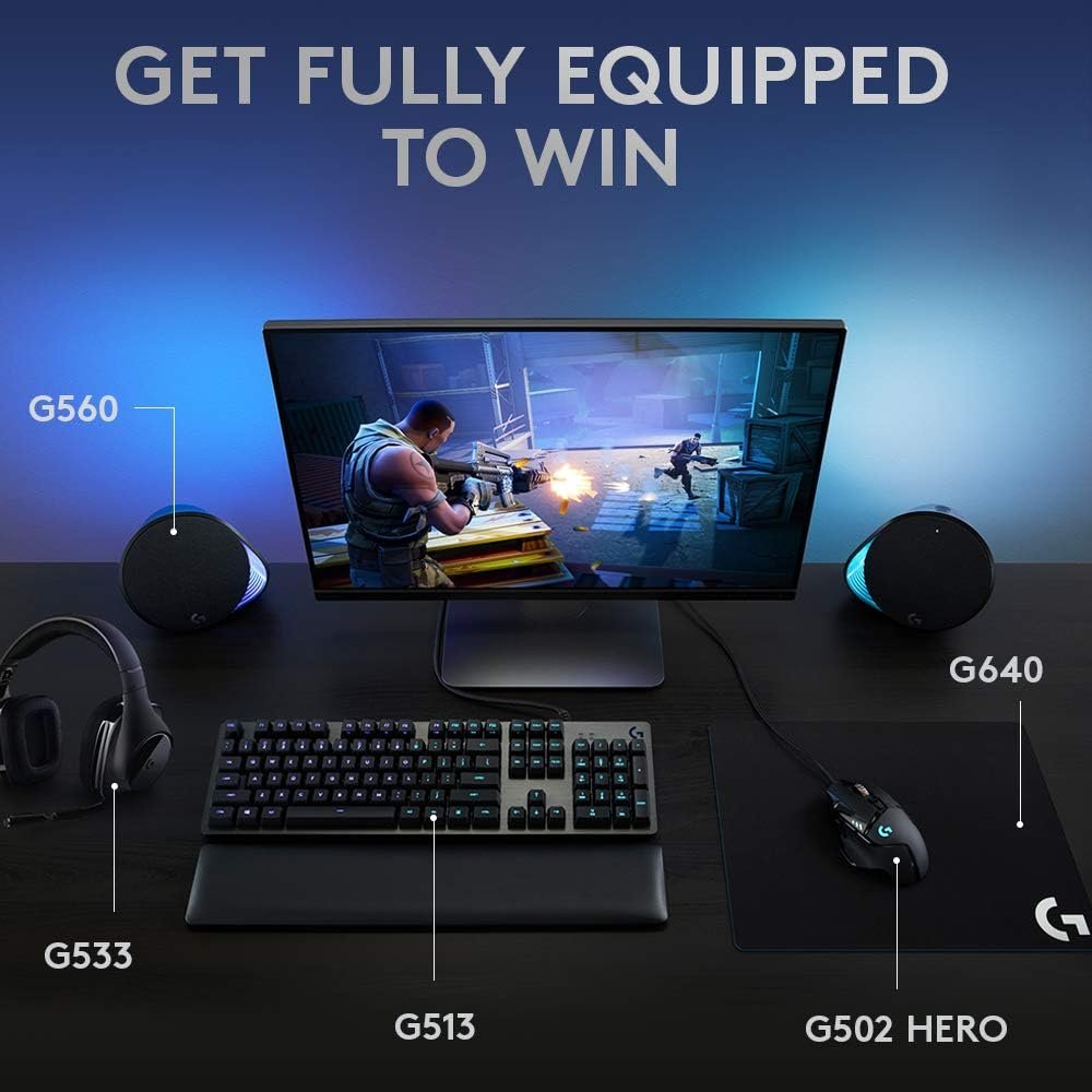 Logitech G513 Mechanical Gaming Keyboard with Palm Rest, RGB LIGHTSYNC, GX Brown Tactile Key Switches, Brushed Aluminum Case, Customizable F-Keys, USB Pass Through, QWERTY UK Layout - Carbon/Black - Image 8