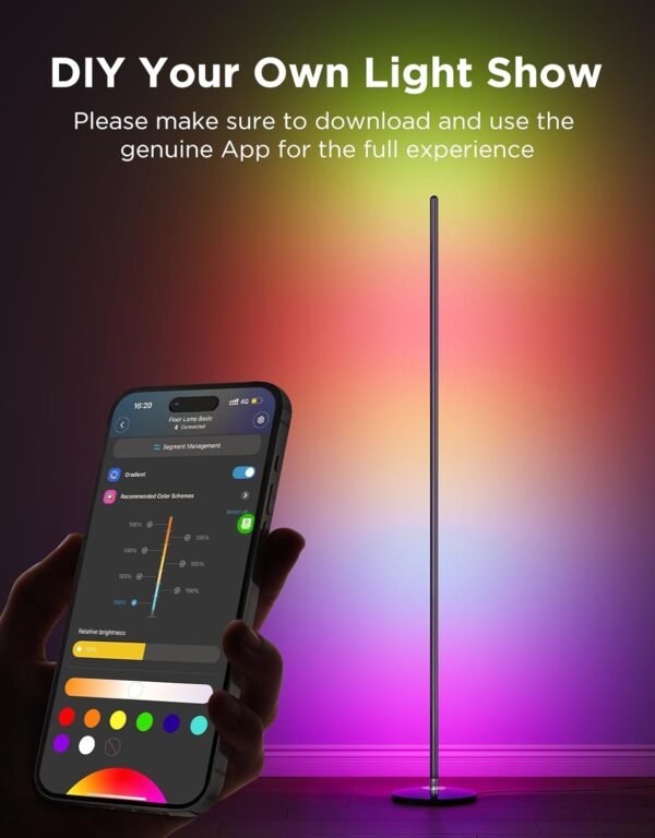 Govee LED Floor Lamp, RGBIC Modern Corner Lamp, Smart Standing Lamp with 61 Scene Modes,Music Sync, Black Corner Floor Lamp for Living Room, Bedroom - Image 7