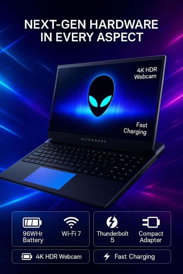 Alienware 18-inch Area-51 Gaming Laptop - GeForce RTX 5080 16GB GDDR7 18" QHD+ 300Hz Intel Ultra 9 275HX AlienFX RGB Lighting Wi-Fi 7 Ai NPU Quad Fan Cooling, Win 11PRO(64GB DDR5, 4TB SSD) - Image 6