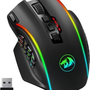 Redragon M901PKS Wireless Gaming Mouse,16000 DPI, RGB Backlit,16 Programmable Buttons,70Hrs Rechargeable MMO Mouse with 12 Side Buttons For PC Laptop MOBA FPS