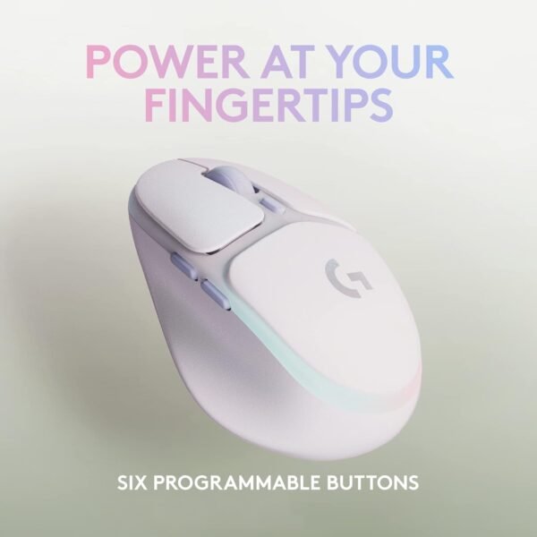 Logitech G G705 Wireless Gaming Mouse, Customisable LIGHTSYNC RGB Lighting, LIGHTSPEED Wireless, Bluetooth Connectivity, Lightweight, PC/Mac/Laptop - White Mist - Image 5