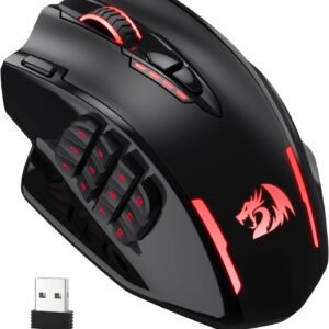 Redragon M913 Impact Elite Wireless Gaming Mouse, 16000 DPI Wired/Wireless RGB Gamer Mouse with 16 Programmable Buttons, 45 Hr Battery and Pro Optical Sensor, 12 Side Buttons MMO Mouse