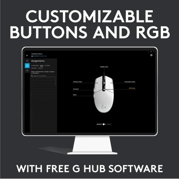 Logitech G203 LIGHTSYNC Gaming Mouse with Customizable RGB Lighting, 6 Programmable Buttons, Gaming Grade Sensor, 8K DPI Tracking, Lightweight - Black - Image 9