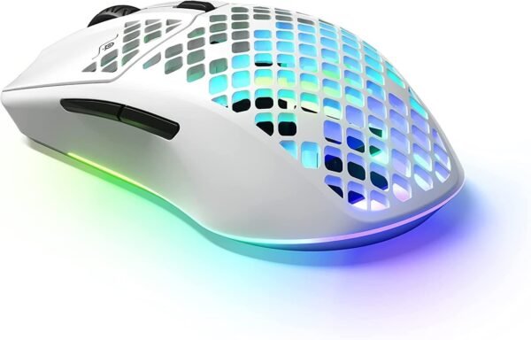 SteelSeries Aerox 3 Wireless - Holey RGB Gaming Mouse - Ultra-lightweight Water Resistant Design - 18K DPI TrueMove Air Optical Sensor - Lag-free 2.4GHz / Bluetooth Wireless - Snow - Image 8