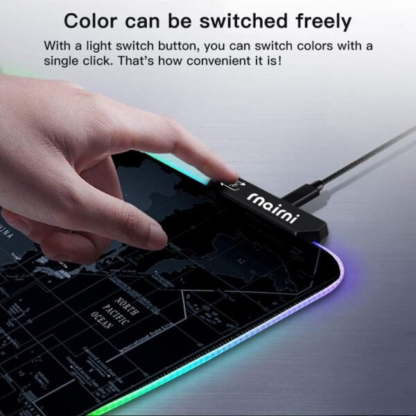 Extended RGB Gaming Mouse Mat 800x400x4mm, 17 Lighting Mode XL Extra Large Mouse Pad for gamer, Non-Slip Rubber Base and Waterproof, Keyboard Mousepad for Gaming, PC, MacBook, Laptop, Desk - World Map - Image 5