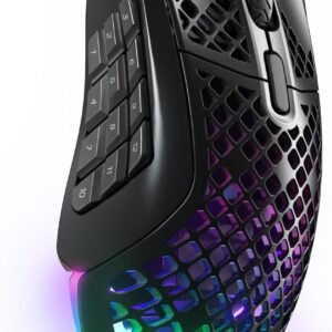 SteelSeries Aerox 9 Wireless - Holey RGB Gaming Mouse - Ultra-lightweight Water Resistant Design - 18 Programmable Buttons - Lag-free 2.4GHz / Bluetooth Wireless - 18K DPI TrueMove Air Optical Sensor