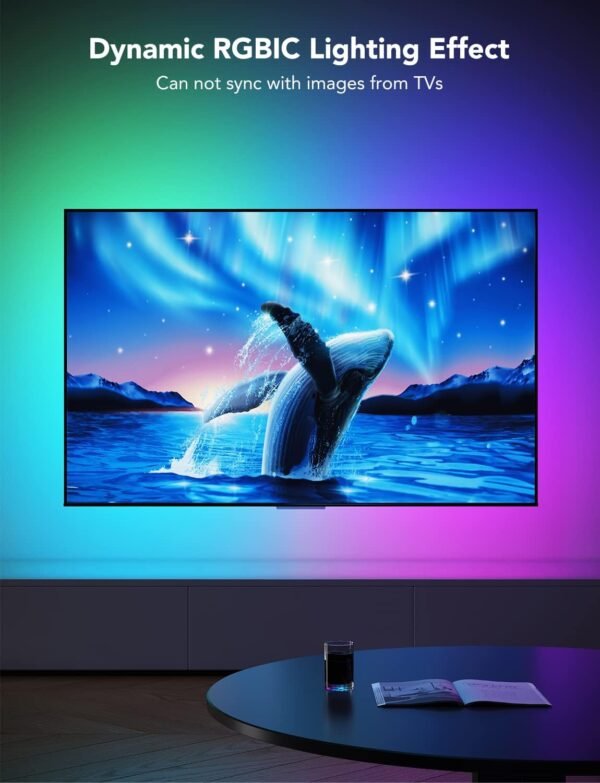 Govee LED TV Backlight 4.6M, RGBIC LED Strip Light for 70-80 inch TVs, Intelligent Lights with Bluetooth and Wi-Fi, Works with Alexa & Google Assistant, Music Sync, 99+ Scene Modes, Adapter Power - Image 3