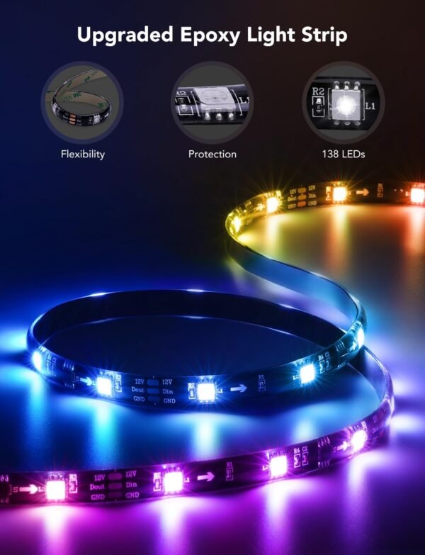 Govee LED TV Backlight 4.6M, RGBIC LED Strip Light for 70-80 inch TVs, Intelligent Lights with Bluetooth and Wi-Fi, Works with Alexa & Google Assistant, Music Sync, 99+ Scene Modes, Adapter Power - Image 4