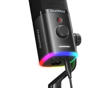 MAONO Dynamic Gaming Microphone: USB/XLR Streaming Microphone with Software-RGB PC Mic for Podcast, Recording, PS4/PS5, Audio Mixer, Studio YouTube Content Creation Online Chat PD100X