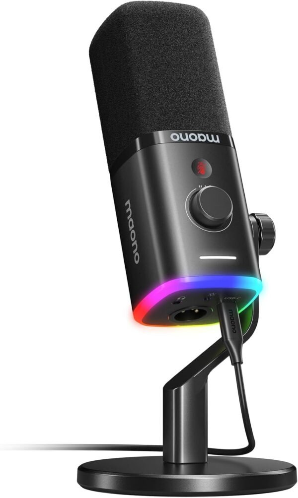 MAONO Dynamic Gaming Microphone: USB/XLR Streaming Microphone with Software-RGB PC Mic for Podcast, Recording, PS4/PS5, Audio Mixer, Studio YouTube Content Creation Online Chat PD100X
