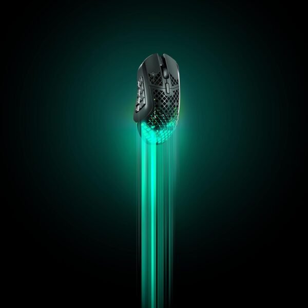 SteelSeries Aerox 9 Wireless - Holey RGB Gaming Mouse - Ultra-lightweight Water Resistant Design - 18 Programmable Buttons - Lag-free 2.4GHz / Bluetooth Wireless - 18K DPI TrueMove Air Optical Sensor - Image 12