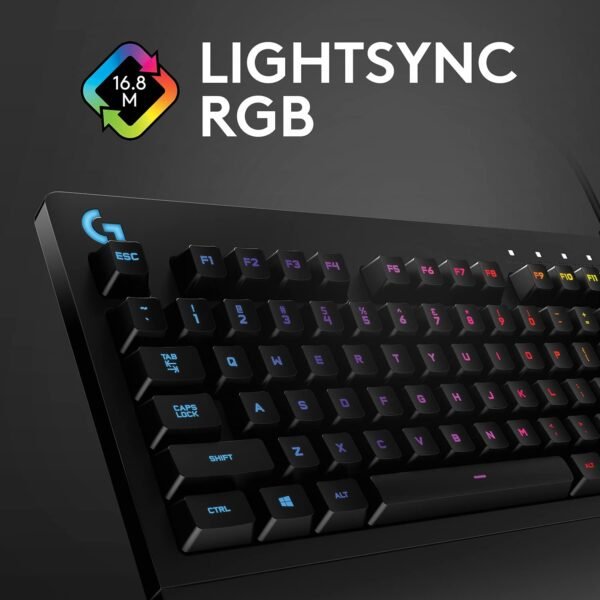 Logitech G G213 Prodigy Gaming Keyboard, LIGHTSYNC RGB Backlit Keys, Spill-Resistant, Customizable Keys, Dedicated Multi-Media Keys, QWERTY UK Layout - Black - Image 4