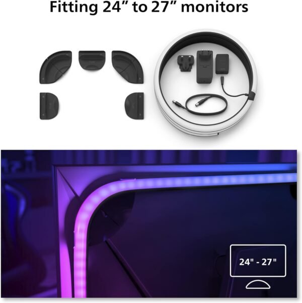 Philips Hue Play Gradient PC Lightstrip [for 24-27 Inch Screens] LED Smart Lighting. Sync for Entertainment, Gaming and Media - Image 2