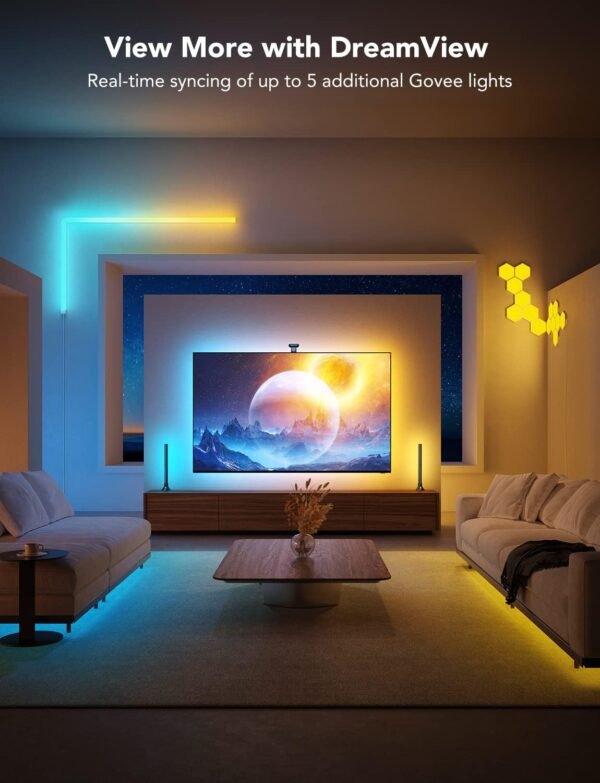 Govee Envisual LED TV Backlight T2 with Dual Cameras, 3.6M RGBIC Wi-Fi LED Strip Lights, Adapts to Ultra-Thin 55-65 inch TVs, Double Strip Light Beads, Smart App Control, Music Sync - Image 6