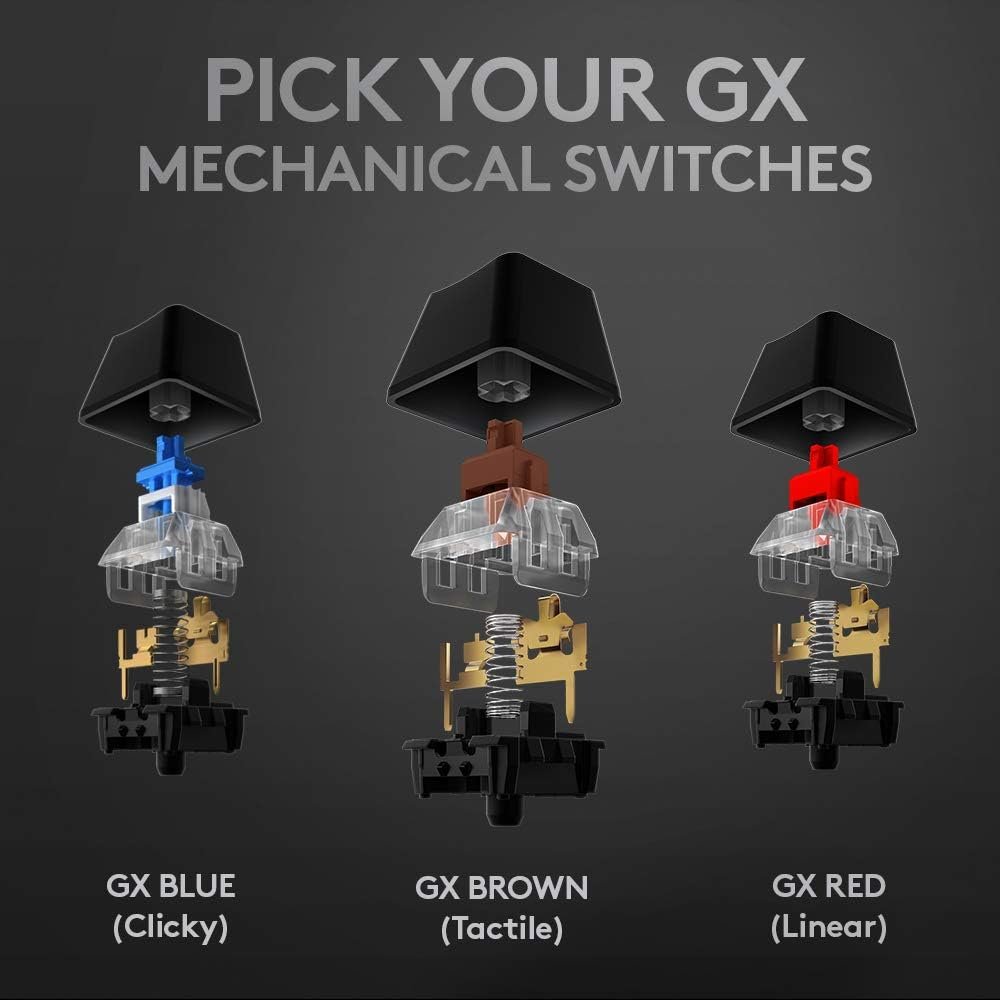 Logitech G513 Mechanical Gaming Keyboard with Palm Rest, RGB LIGHTSYNC, GX Brown Tactile Key Switches, Brushed Aluminum Case, Customizable F-Keys, USB Pass Through, QWERTY UK Layout - Carbon/Black - Image 2