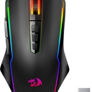 Redragon M914P Wireless Gaming Mouse, Tripe-Mode 2.4G/USB-C/Bluetooth Mouse Up to 12000DPI, RGB Backlit, 9 Programmable Buttons, Rechargeable Wireless Mouse, Ergonomic Mouse for PC/Mac Gamer-Black