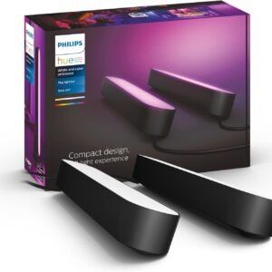Philips Hue Play White and Colour Ambiance Smart Light Bar Double Pack Base Unit, Entertainment Lighting for TV and Gaming (Works with Alexa, Google Assistant and Apple HomeKit), Black