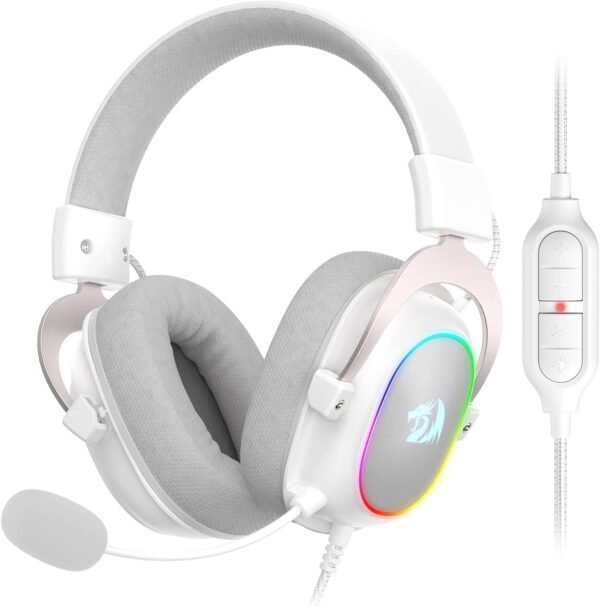 Redragon H510 Zeus-X RGB White Wired Gaming Headset - 7.1 Surround Sound - 53MM Audio Drivers in Memory Foam Ear Pads w/Durable Fabric Cover- Multi Platforms Headphone - USB Powered for PC/PS4/NS