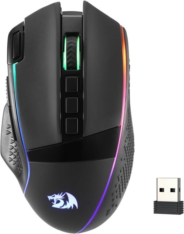 Redragon M991 Wireless Gaming Mouse, 19000 DPI Wired/Wireless Gamer Mouse with Professional Sensor, Durable Power Capacity, Customizable Macro and RGB Backlight for PC/Mac/Laptop