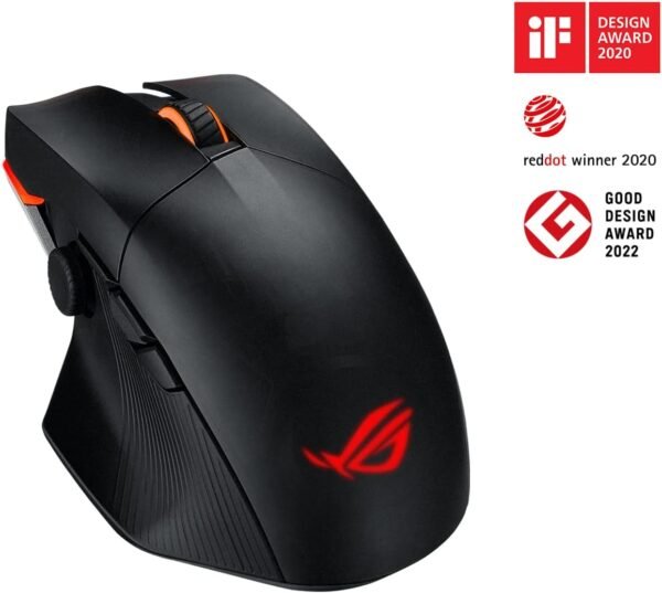 ASUS ROG Chakram X Origin Gaming Mouse, Tri-mode connectivity (2.4GHz RF, Bluetooth, Wired), 36000 DPI sensor, 11 programmable buttons, Detachable joystick, Paracord cable, Black - Image 9