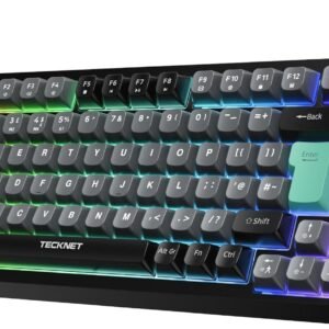 TECKNET RGB Gaming Keyboard,Compact 83 Keys Wired Keyboard with Volumn Knob,75% Pecent RGB Backlit Keyboards with 26 Keys Anti-Ghosting,IP32 Water & Dust Resistant,Silent Coumputer Keyboards for Gamer