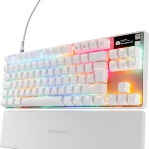 SteelSeries Apex Pro TKL Gen 3 White - HyperMagnetic Gaming Keyboard - Adjustable Actuation - Rapid Trigger - Game-Ready Presets - Protection Mode - Rapid Tap/SOCD - OLED - English Layout QWERTY