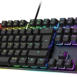 Black Shark RGB Mechanical Gaming Keyboard 105 Keys UK Layout Wired Keyboard with Red Switches, Full Anti-Ghosting Keys, Aluminum Base, for PC Windows Gamer