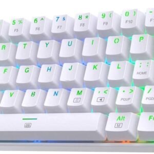 Redragon K630 Dragonborn 60% Wired RGB Gaming Keyboard, 61 Keys Compact Mechanical Keyboard with Tactile Brown Switch, Pro Driver Support, White