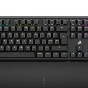 CORSAIR K70 CORE RGB Mechanical Wired Gaming Keyboard with Palmrest – Pre-Lubed MLX Red Linear Switches, SOCD, ABS Painted Keycaps, Sound Dampening, Media Control Dial, QWERTY UK – Black
