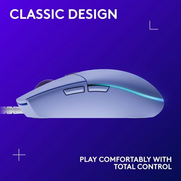 Logitech G203 LIGHTSYNC Gaming Mouse with Customizable RGB Lighting, 6 Programmable Buttons, Gaming Grade Sensor, 8K DPI Tracking, Lightweight - Lilac - Image 9